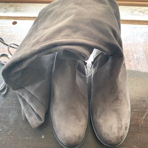 Over the Knee Grey Suede Boots